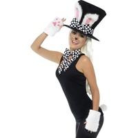 Black And White Women\'s Tea Party March Hare Fancy Dress Costume.