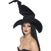 Black Velour Tall And Twisted Witch\'s Hat.