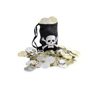 black pirate coin bag with coin