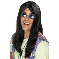 Black Neil Hippy Wig With Side Parting