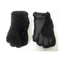 black faux fur leather gloves size medium