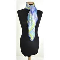 Blue, Green and Purple Striped, Check Patterned Scarf