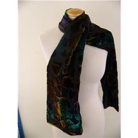 Black scarf with leaf pattern