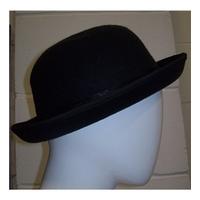 black felt bowler style hat with turned up brim