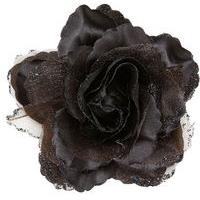 Black Glitter Rose Hair Clip