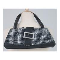black grey white woven small handbag