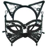 black lace cat mask ears