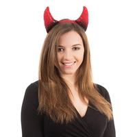 Black & Red Devil Horns On Headband