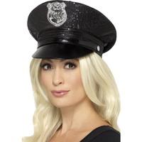 Black Ladies Police Sequin Hat