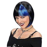 black blue streaked zoey wig