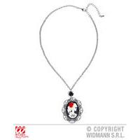 black rose skull cameo necklace