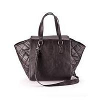 Black Quilted Winged Tote Bag