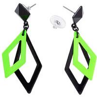 Black & Neon Green Rhombus Earrings