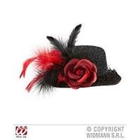 Black Lurex Mini Top S With Rose Felt Top Hats Caps & Headwear For Fancy Dress