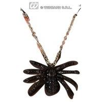 Black Strass Spider Necklace Halloween Jewellery For Fancy Dress Costumes
