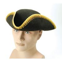 Black Tricorn Hat With Gold Trim