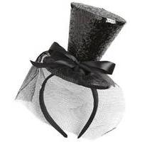 Black Glitter Mini Top Hat Headband