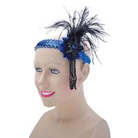 Blue Deluxe Sequin Flapper Headband