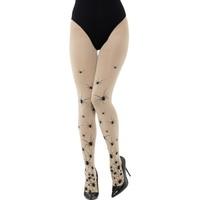 Black Ladies Opaque Tights With Spiders