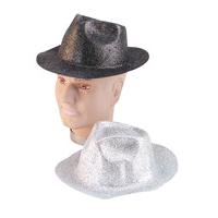 black glitter carnival trilby hat