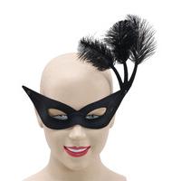 Black Flyaway Eye Mask With Side Feathers