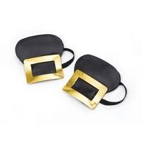 Black Pull On Shoe Buckles With Gold Bangle