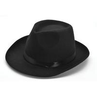 Black Wool Felt Gangster Hat