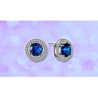 Blue Simulated Sapphire Rhodium Plated Earrings