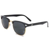 Black & Gold Vintage Clubmaster Smoked Lens Sunglasses - Free P&P