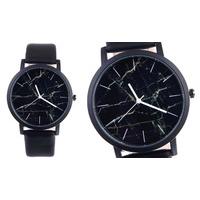 Black Marble effect Leather Watch