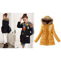 Black SML Ladies Hooded Parka Style Coat