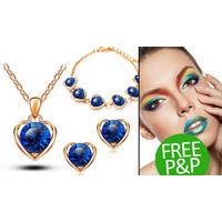 blue multi stone necklace bracelet earring set