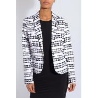 black and white monochrome print blazer