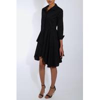 Black Asymmetric Long Sleeve Dress