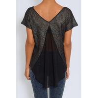 Black Shimmer Drape Back Top