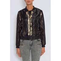 Black Metallic Organza Bomber Jacket