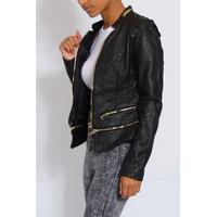 Black Quilted Biker Jacket