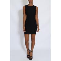 black side cut out chain detail dress