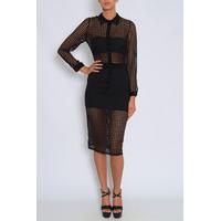 black laser cut shirt dress