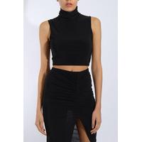 Black High Neck Co Ord Crop Top