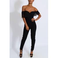 Black Lace Frill Jumpsuit