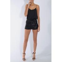 Black Sequin Short Playsuit