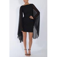 Black Angel Sleeve Bodycon Dress