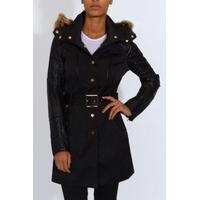 Black and Black Hooded Trench Coat