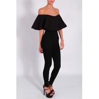 Black Frill Top Jumpsuit