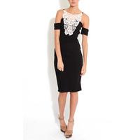 Black And Cream Crochet Neck Dress
