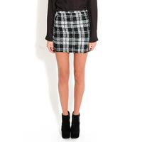 Black & White Tartan Wool Mini Skirt