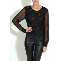 Black Lace Long Sleeve Top