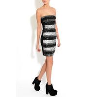 black and silver sequin tube dress