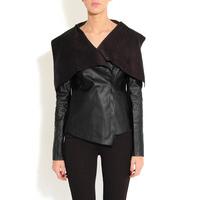 Black PU Jacket with Statement Collar